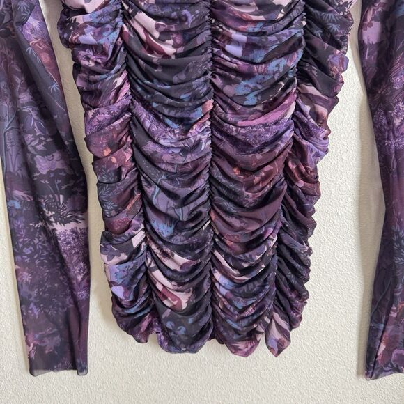 Pilcro Anthropologie Top Womens Small Purple Sheer‎ Button Up Nylon Fairy Grunge - Picture 9 of 16